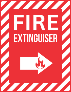 Fire Extinguisher Right Arrow Sign - printable sign, template, download, PDF, free, signs
