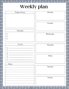 Free printable planner template, pdf, notes, task list, organized, priorities, schedule, errands, print, download, online, simple, todo, for work, for school.