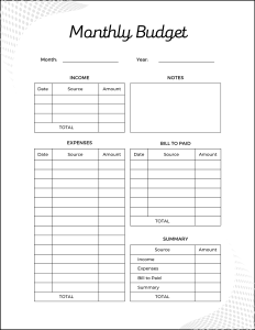 Monthly Budget Printable, Financial planner template. Printable financial Planner, finance planner, weekly, monthly, yearly,  budget template, printable, free, pdf, notes, print, download, online, simple, school, college, office