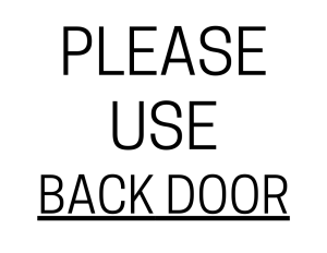 Please Use Back Door - printable sign, template, download, PDF, free, signs