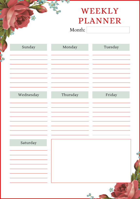 Free Printable Weekly Planner - Templates