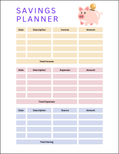Savings Planner Printable, Financial planner template. Printable financial Planner, finance planner, weekly, monthly, yearly,  budget template, printable, free, pdf, notes, print, download, online, simple, school, college, office