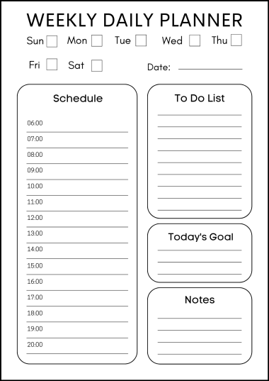 Free Printable Weekly Planner - Templates