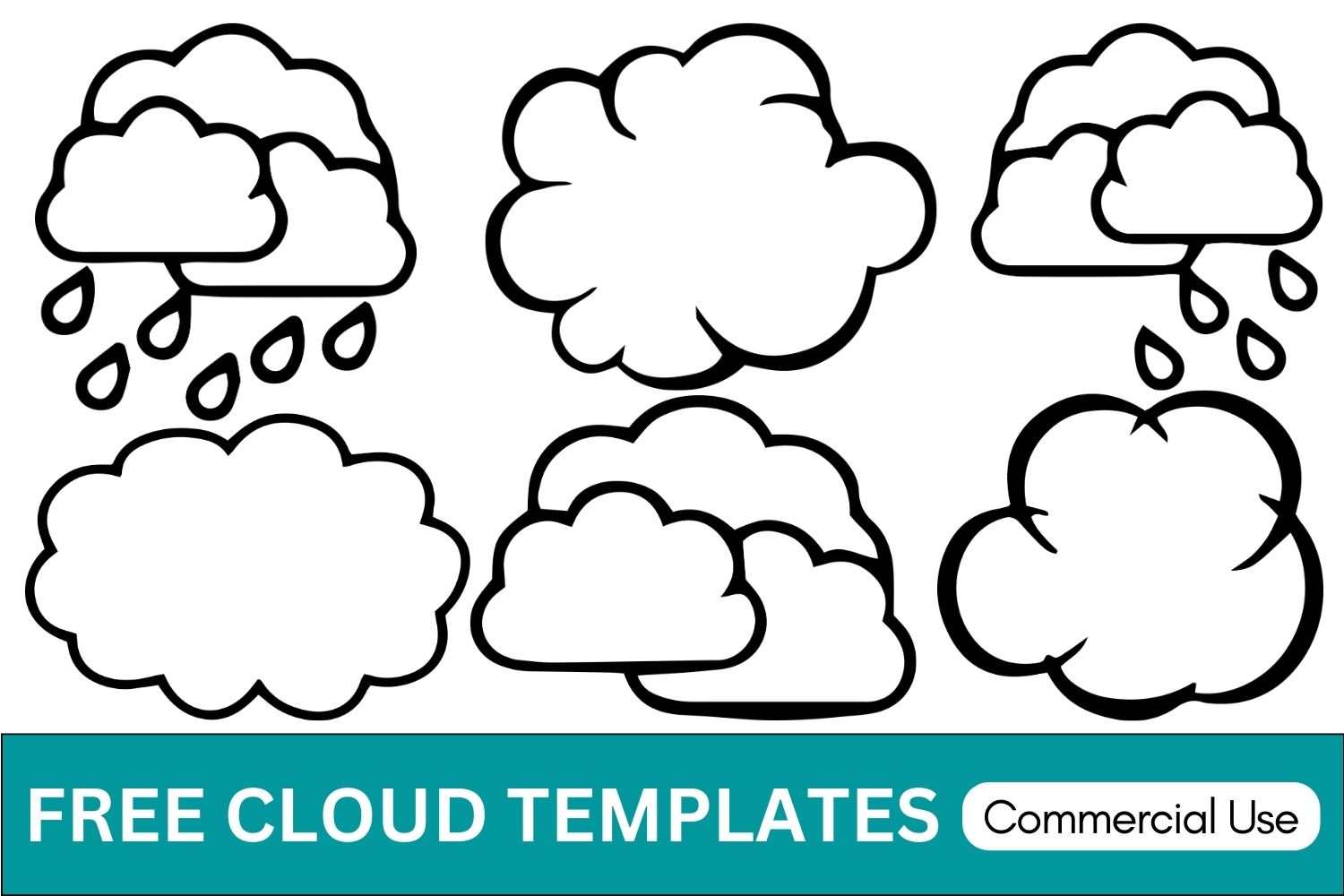 Cloud templates, cloud silhouette, Cloud clipart, Cloud stencil, Cloud svg, Cloud vector, Cloud cricut cut file, Free, Download, Weather, Rain, Clear sky