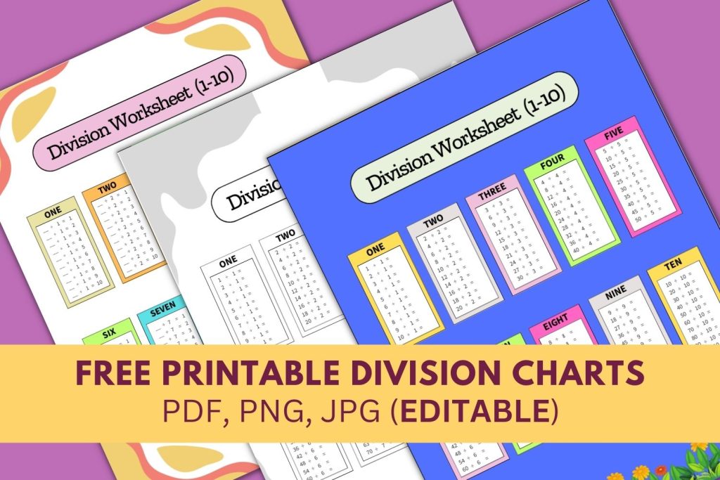 Division Charts & Worksheets : Free Printable PDF Files