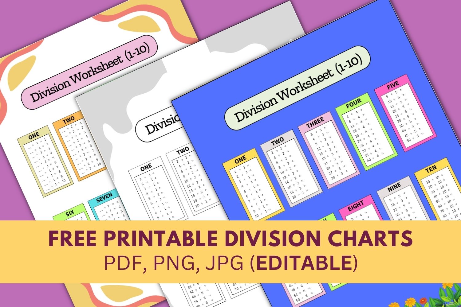 Free printable division chart, math table worksheets, sheet, pdf, blank, empty, 3rd grade, 4th grade, 5th grade, template, print, download, online.