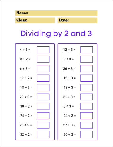 Division Charts & Worksheets : Free Printable PDF Files