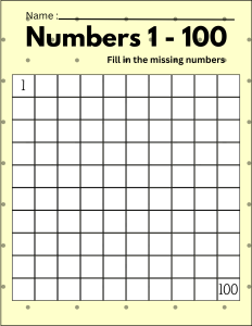 Hundreds number chart. (Blank), free, printable, hundreds chart, counting, kindergarten, 1st grade, math, addition, multiplication, download, online, pdf, sheet.