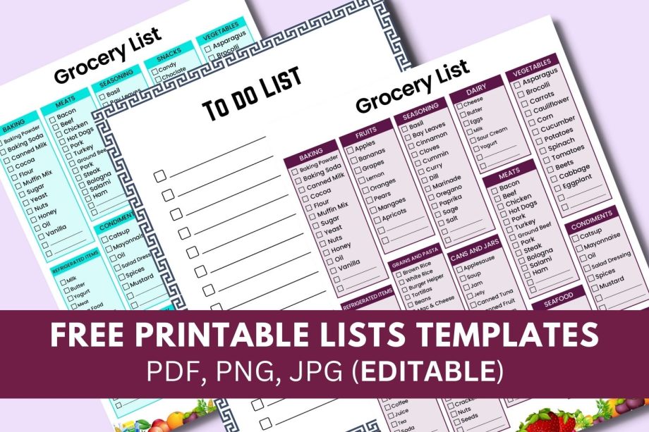 Printable List Templates: FREE PDF Download Printable List Templates: FREE PDF Download
