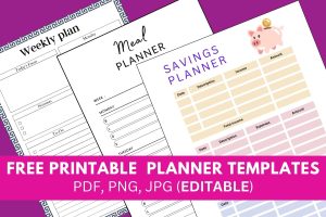 free printable meal planner templates, financial planner templates, weekly planner templates, PDF, Download, printable 
