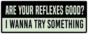 Are your reflexes good i wanna try something - Bumper Sticker SVG, Vehicle Sticker, Funny Bumper, Funny Car Decal, Cricut, Sticker, Driving, Free Download