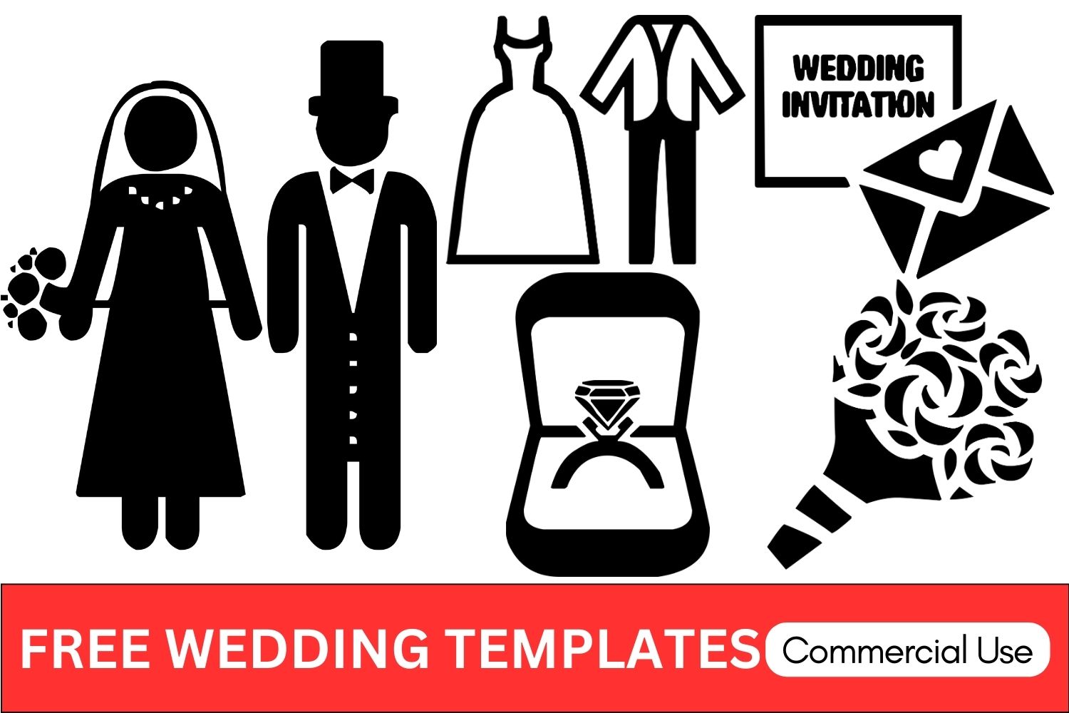 Wedding Templates: Free Stencils, Printables, Cliparts & Silhouettes