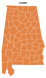 Free Alabama county blank, map, printable, state, outline, shape, county lines, pattern, template, download.