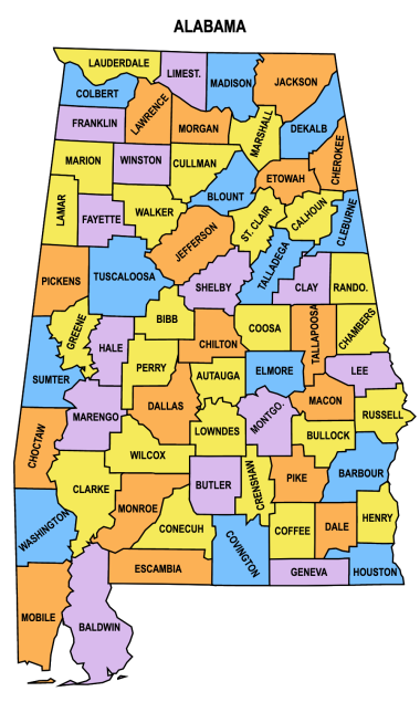 Alabama County Map: Editable & Printable State County Maps