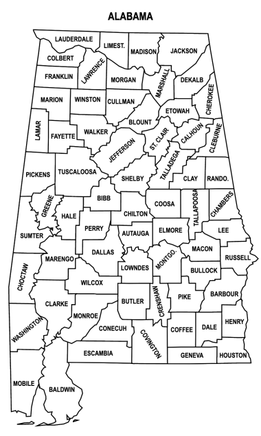 Alabama County Map Editable And Printable State County Maps