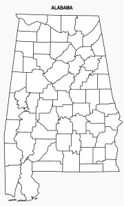 Free printable Alabama county outline map, state, outline, printable, shape, template, download.