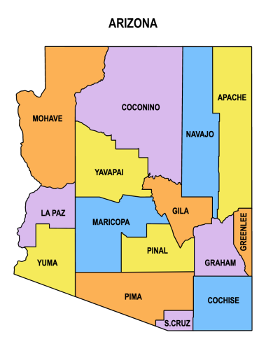 Arizona County Map: Editable & Printable State County Maps