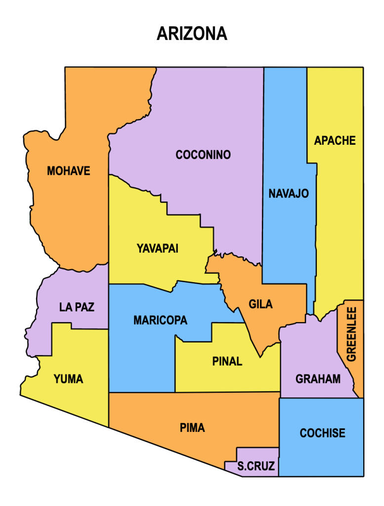 Arizona County Map Editable And Printable State County Maps 8509