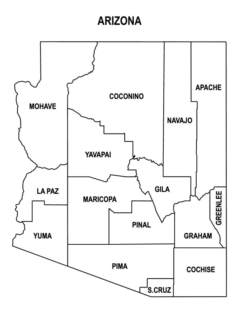 Arizona County Map Editable & Printable State County Maps