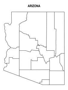 Free printable arizona county outline map, state, outline, printable, shape, template, download.