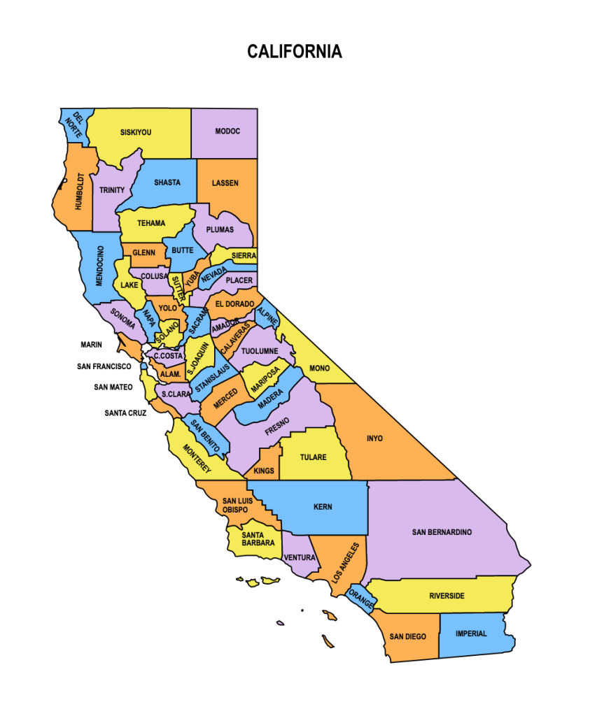 California County Map: Editable & Printable State County Maps