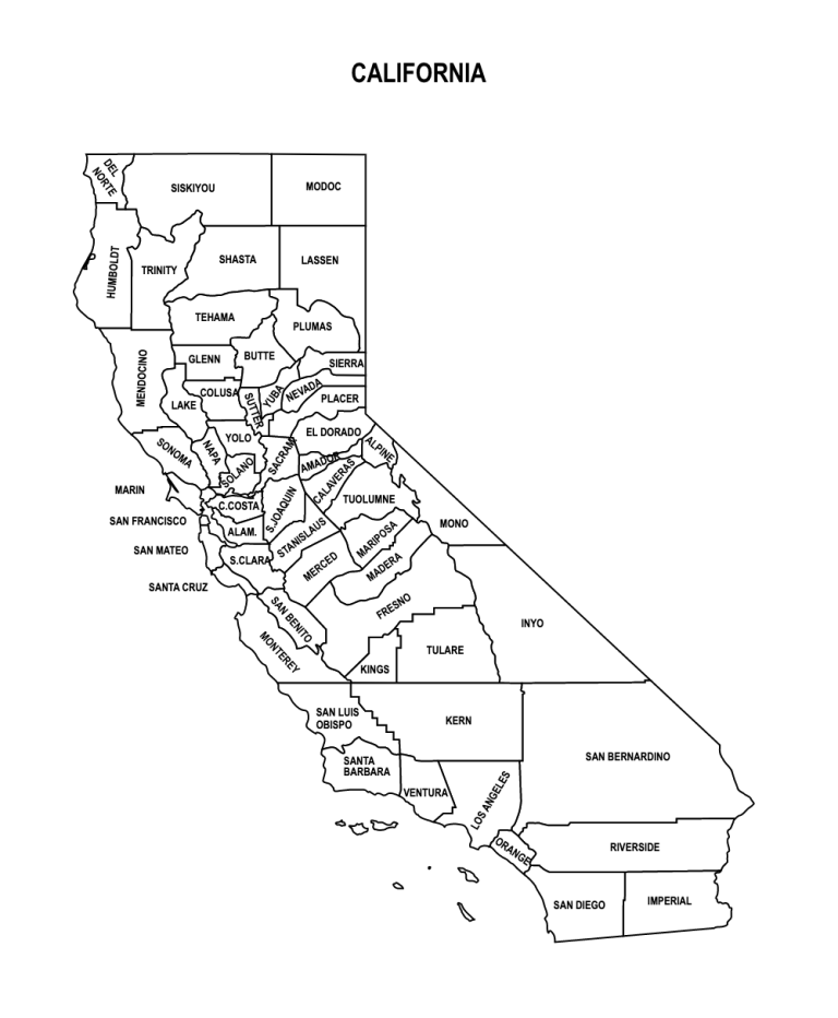 California County Map Editable And Printable State County Maps