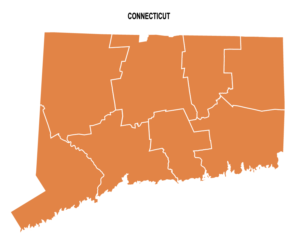 Connecticut County Map Editable Printable State County Maps   Connecticut Colored Blank County Map 