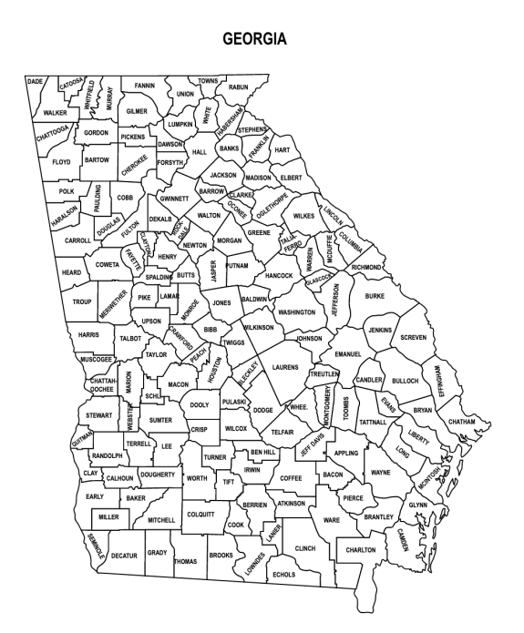 Georgia County Map: Editable & Printable State County Maps