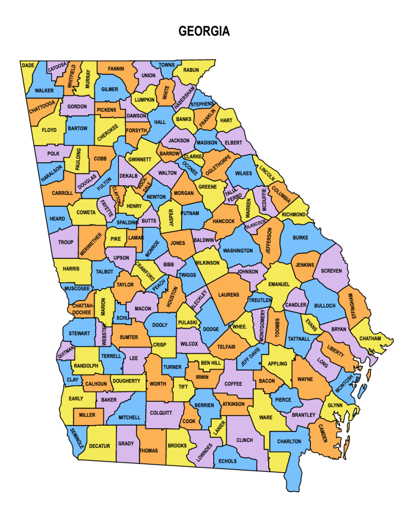 Georgia County Map: Editable & Printable State County Maps