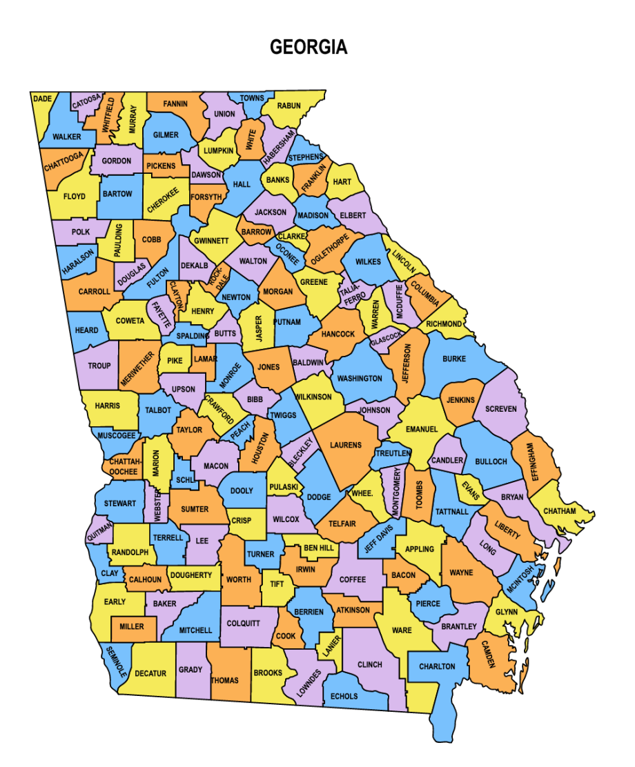 Georgia County Map Editable And Printable State County Maps 3962