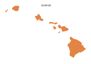 Free Hawaii colored blank county map, printable, state, outline, shape, county lines, pattern, template, download, USA, States