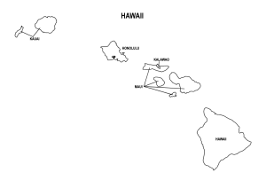 Free printable Hawaii county map outline with labels, state, outline, printable, shape, template, download, USA, States