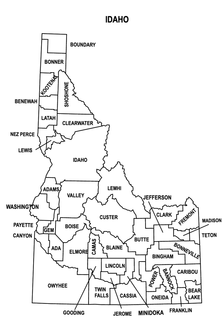 Idaho County Map Editable & Printable State County Maps