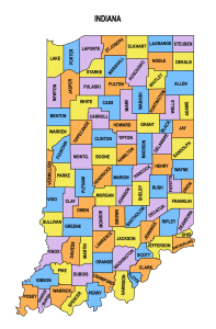 Indiana multi colored County Map, Indiana county map, Printable State Map with County Lines download free USA states