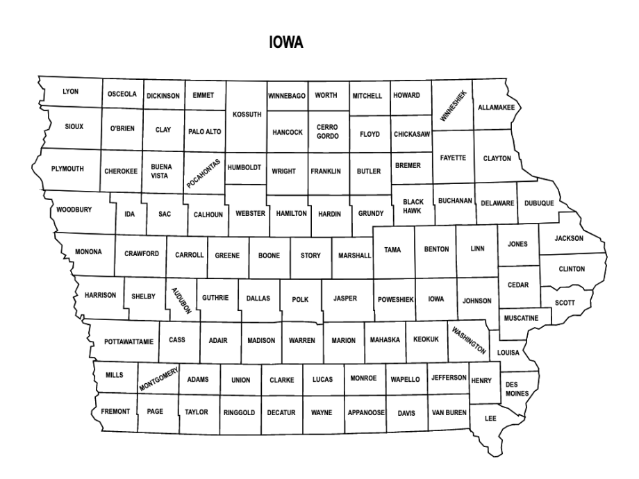 Iowa County Map Editable And Printable State County Maps 8096