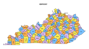 Kentucky multi colored County Map, Kentucky county map, Kentucky map of county, county map of kentucky, Printable State Map with County Lines download free USA states