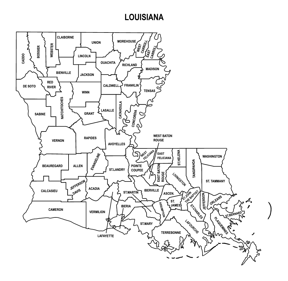 Louisiana County Map Editable And Printable State County Maps 3895