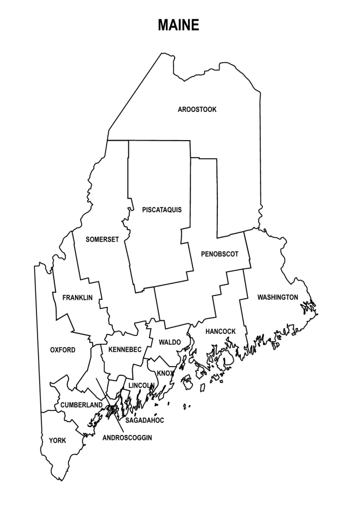 Maine County Map Editable Printable State County Maps   Maine County Map Outline With Labels 707x1024 