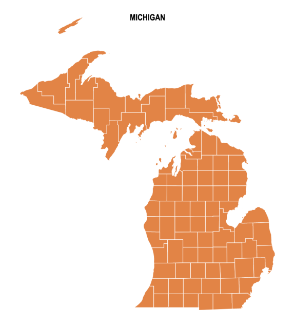 Michigan County Map Editable amp - Michigan Colored Blank County Map 575x635 