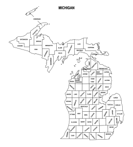 Free printable Michigan county map outline with labels,Michigan county map, County map of Michigan, state, outline, printable, shape, template, download, USA, States