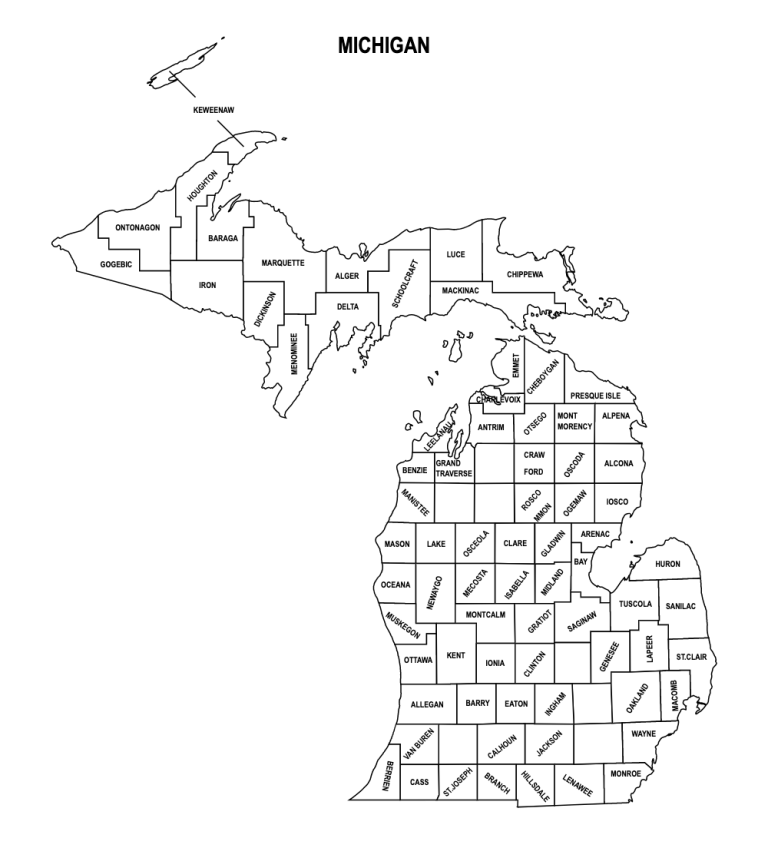 Michigan County Map Editable & Printable State County Maps