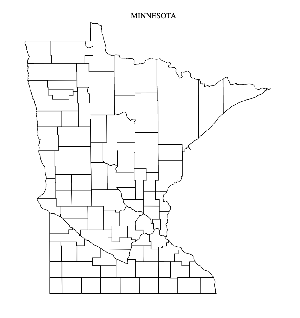 Minnesota County Map Editable Printable State County Maps   Minnesota County Outline Map With Border 