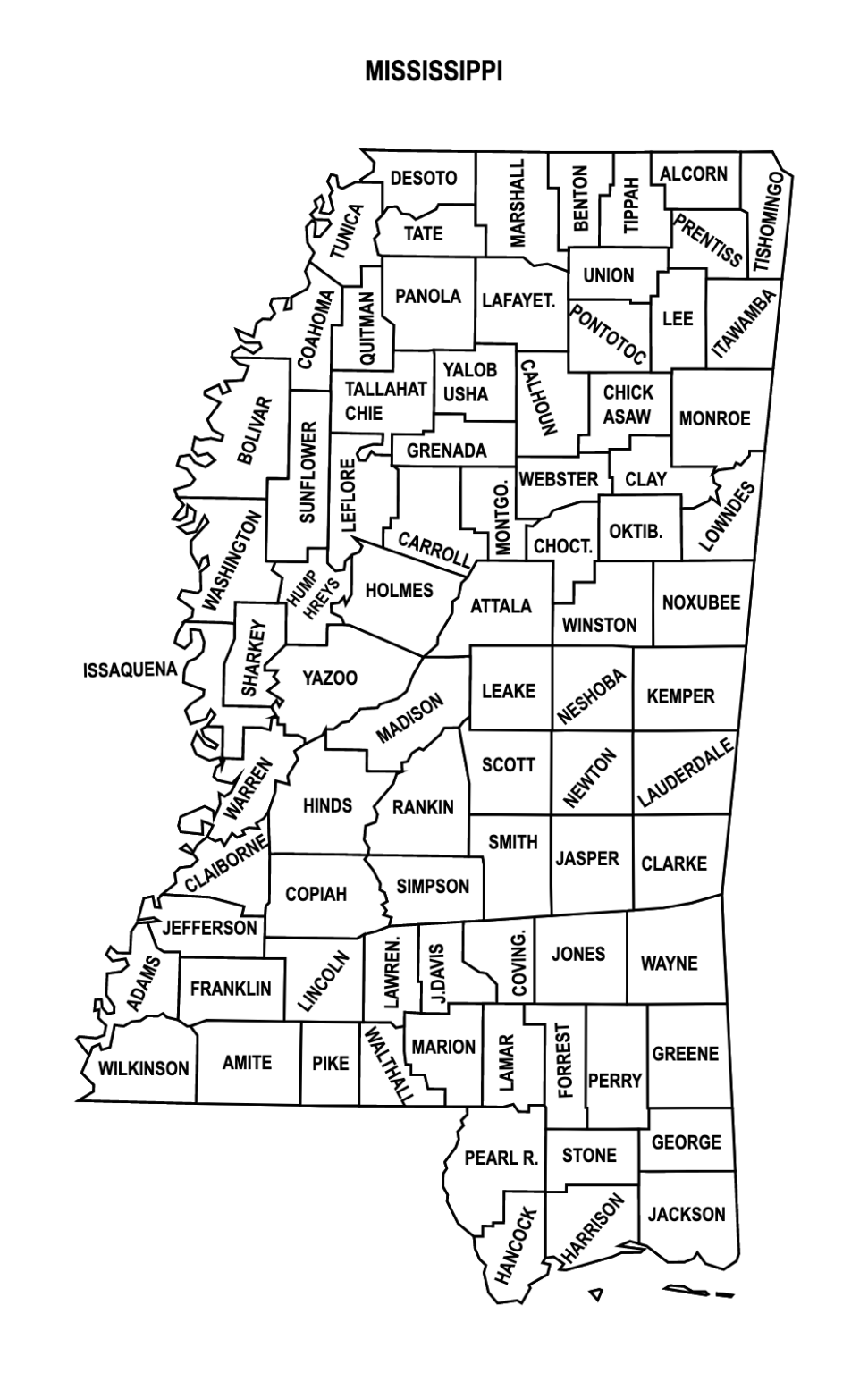 Mississippi County Map: Editable & Printable State County Maps