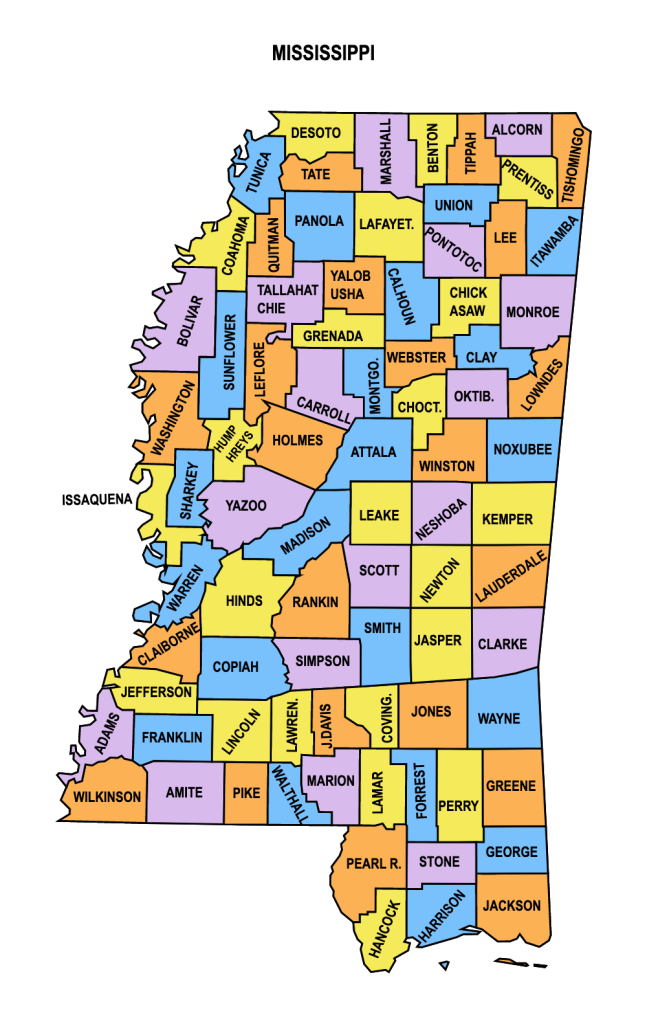 Mississippi County Map Editable And Printable State County Maps 9392
