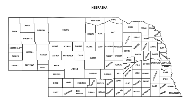 Nebraska County Map: Editable & Printable State County Maps