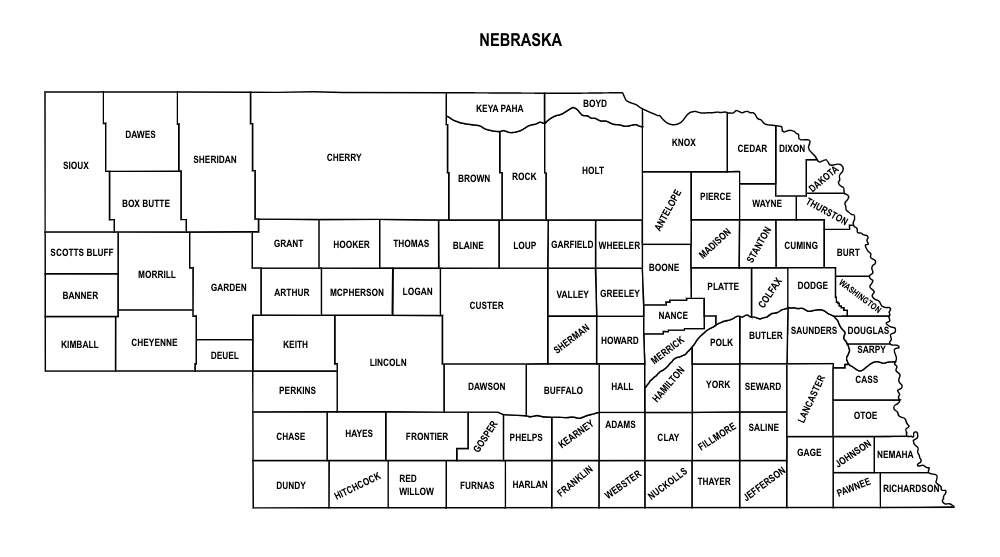 Nebraska County Map Editable & Printable State County Maps