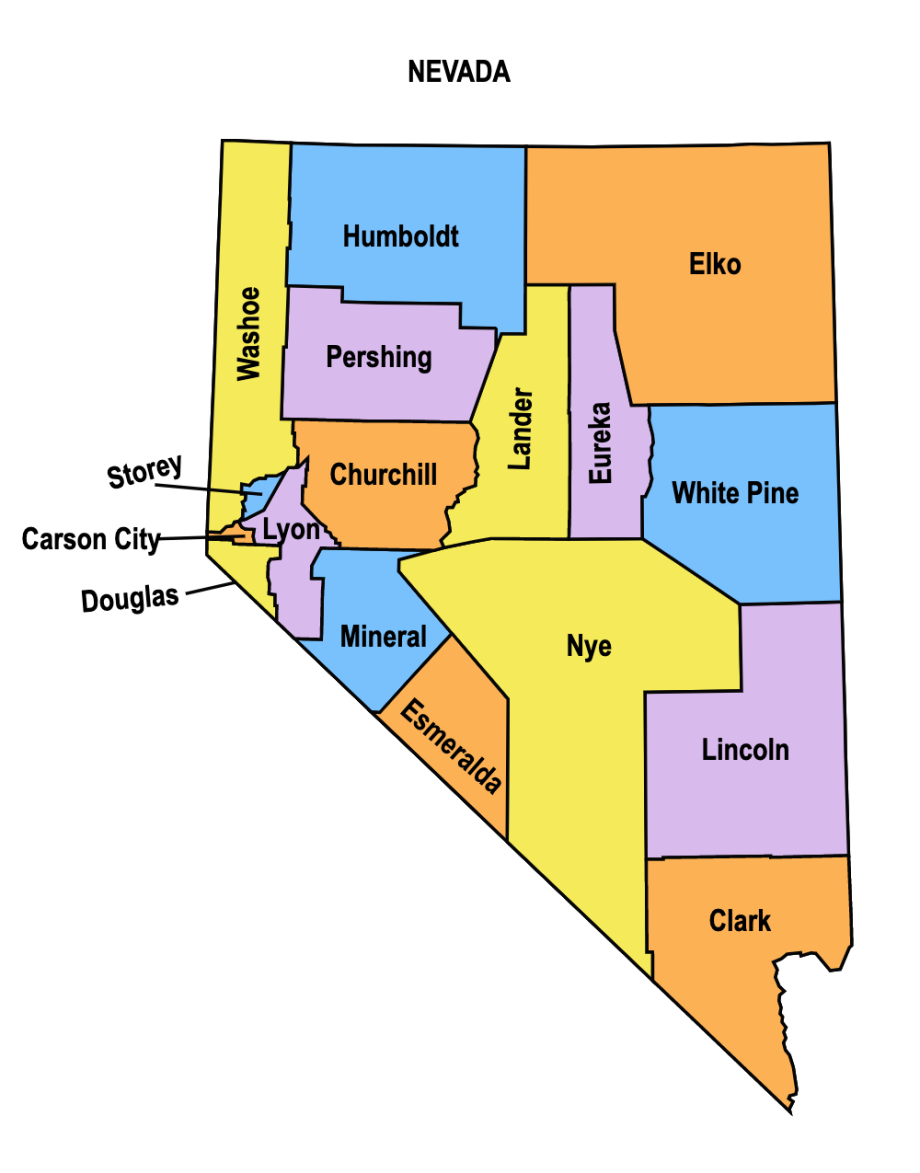 Nevada County Map Editable And Printable State County Maps 1262