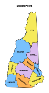 New Hampshire multi colored County Map, New Hampshire county map, County map of New Hampshire, Printable State Map with County Lines download free USA states