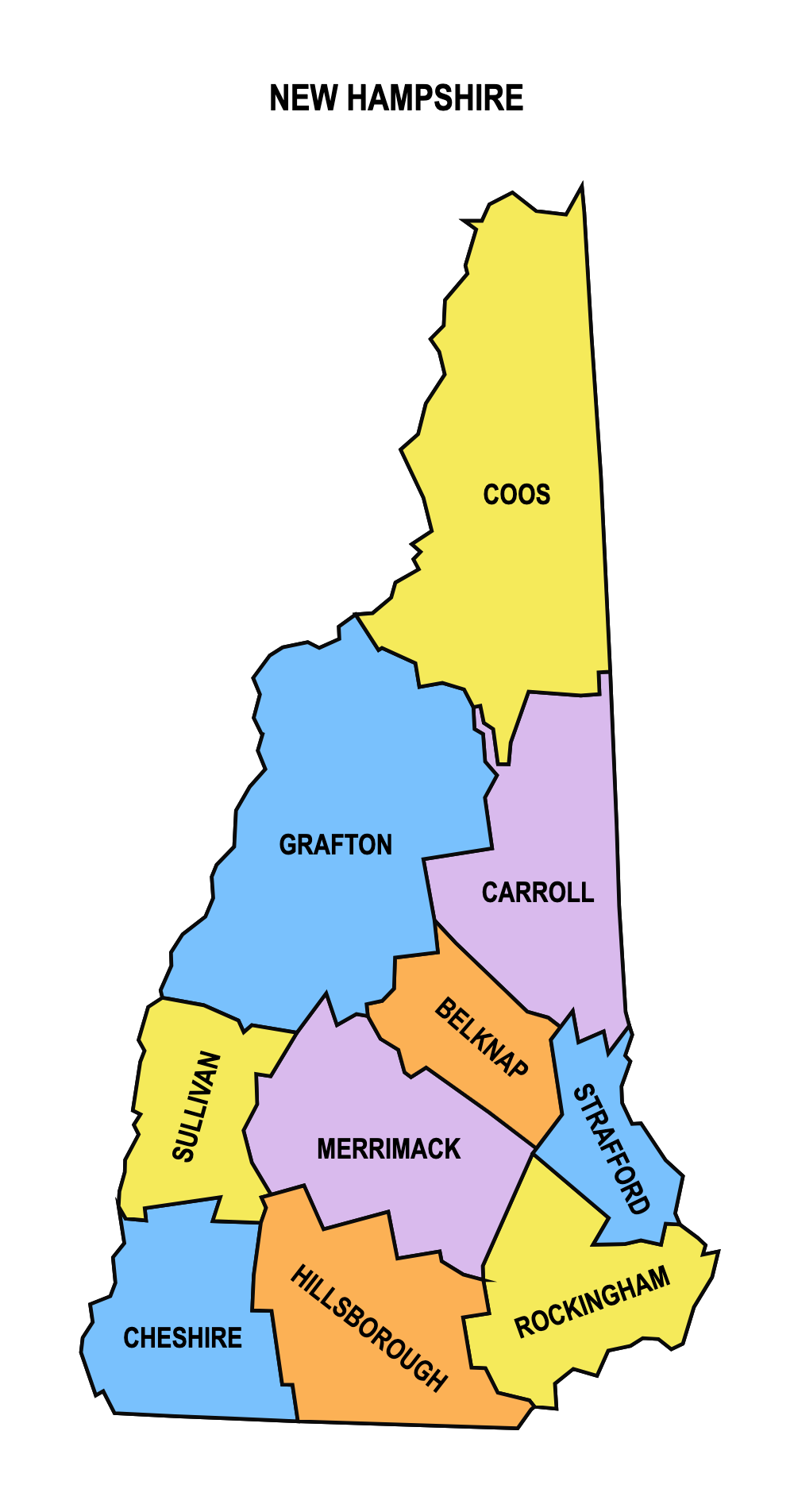 New Hampshire County Map Editable & Printable State County Maps