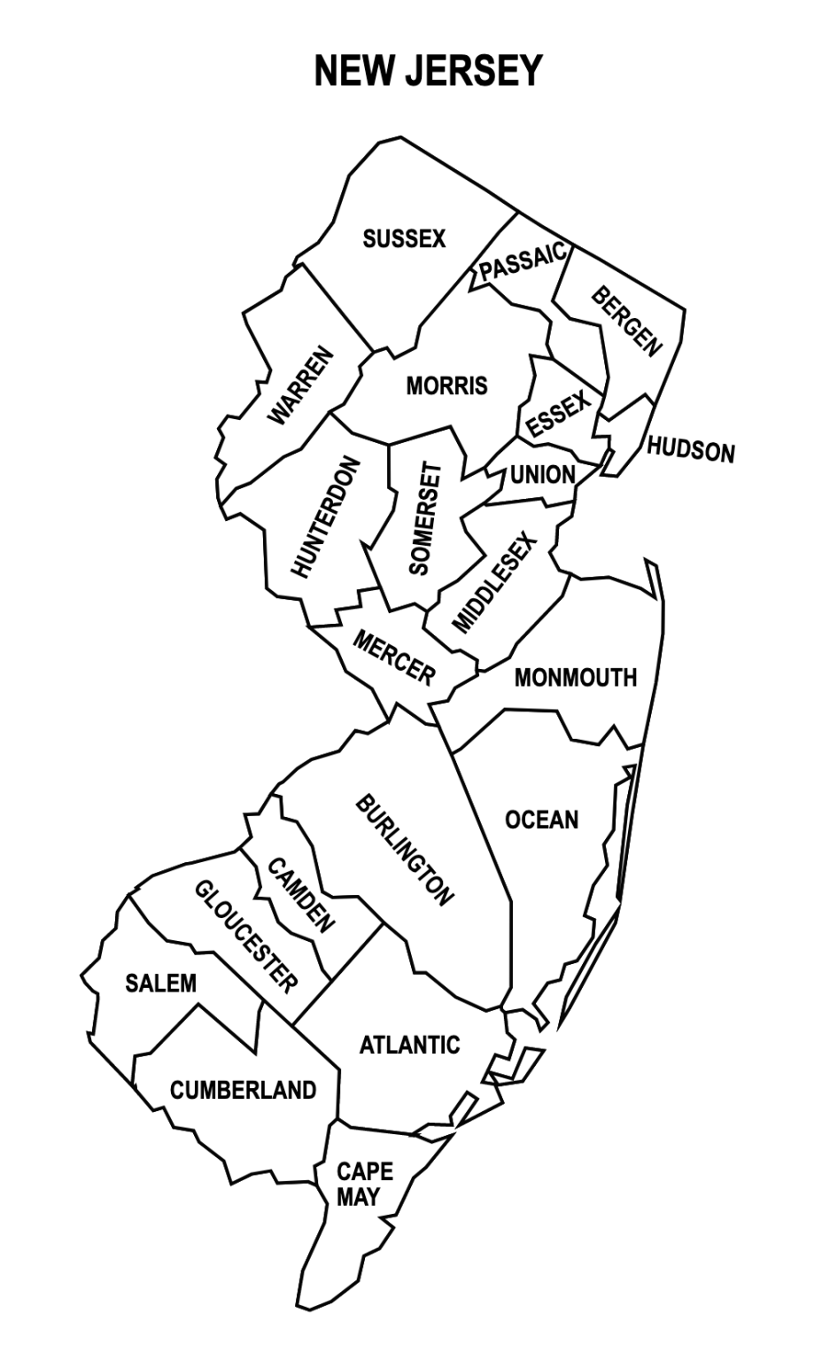 New Jersey County Map: Editable & Printable State County Maps